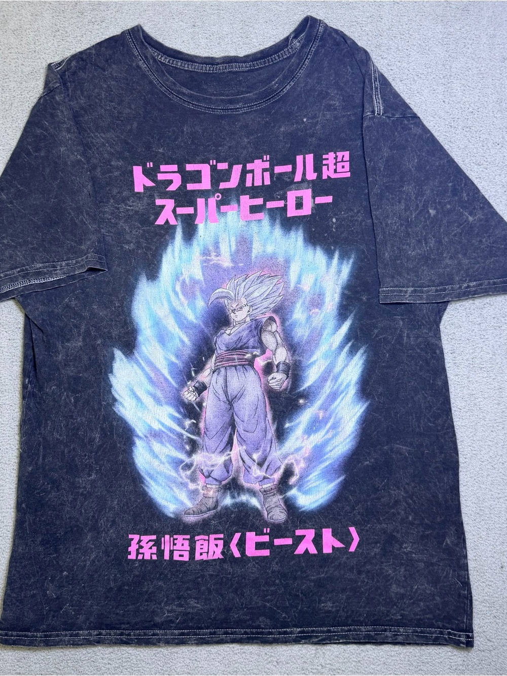 Dragon Ball Super Gohan Beast T Shirt Men XL Black Mineral Acid Wash Anime Print